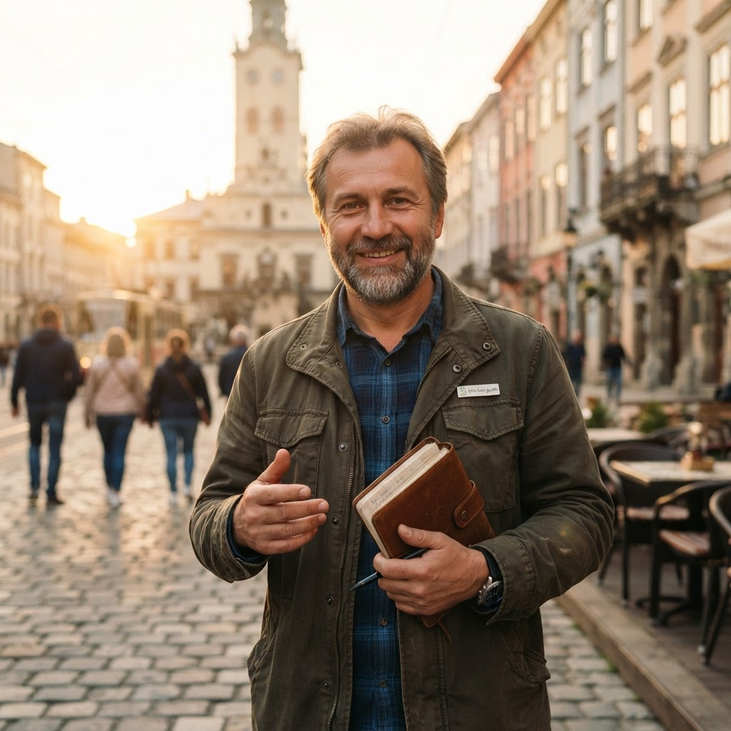Przewodnik prowadzący wycieczki na Ukrainę